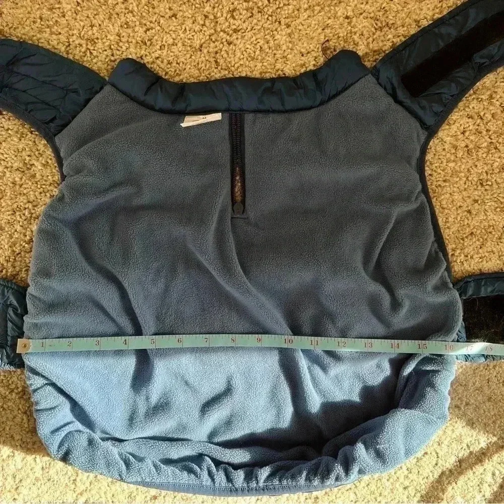 Dog Cat Coat Puffer Nano Jacket Iridescent Blue Silk and Down Feel Medium